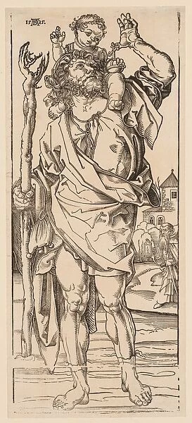 St. Christopher Crossing the Stream, 1528. Creator: Albrecht Dürer (German, 1471-1528)