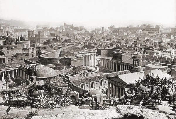 The Forum of Augustus, as it may have appeared in Rome in 312 AD. After a section of a panoramic painting of Rome created by Professor J. Buhlmann and Alexander Wagner and published in leporello, or fold-out, book form in Munich, 1892, titled Das Alte Rom mit dem Triumphzuge Kaiser Constantins im Jahre 312