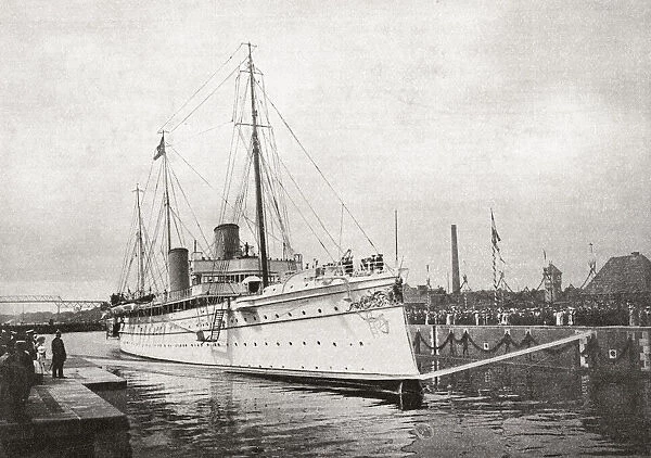 The German Kaisers Yacht, The Hohenzollern Ii, In The Kiel Canal, Germany In 1914. From The Year 1914 Illustrated