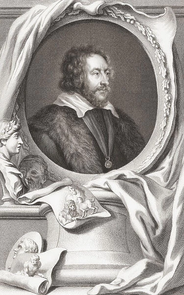 Thomas Howard, 14th Earl of Arundel, 4th Earl of Surrey and 1st Earl of Norfolk, 1585-1646. Patron of the arts and collector. He is also known as The Collector Earl. From the 1813 edition of The Heads of Illustrious Persons of Great Britain, Engraved by Mr. Houbraken and Mr. Vertue With Their Lives and Characters