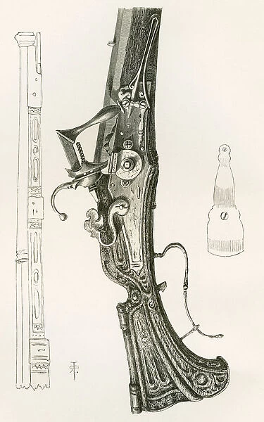 The Wheel And Matchlock Combined, C. 1620. From The British Army: Its Origins, Progress And Equipment, Published 1868