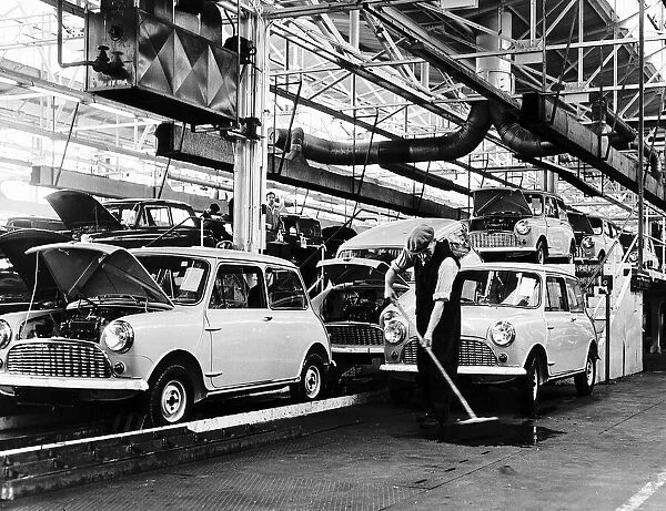 The assembly line at BMC car factory at Birmingham currently producing minis