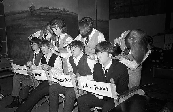 The Beatles get the groom treatment at Twickenham studios by hairstylists Tina Williams