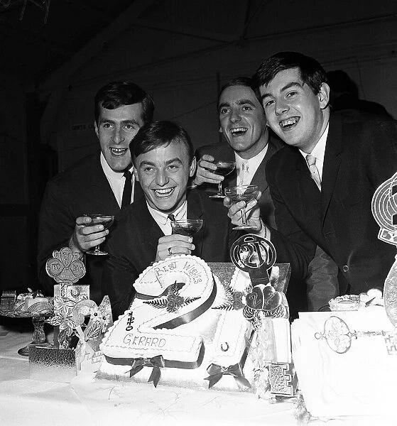 Gerry Marsden celebrates his 21st birthday 1963 with his family at a hall in Allerton