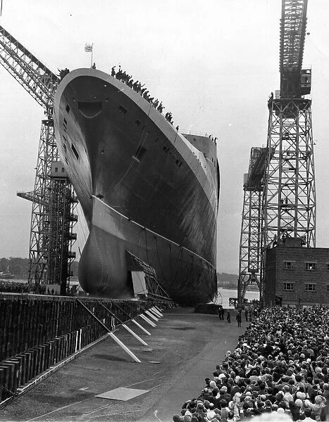 The Queen Elizabeth II - QE2 ship the launching ceremony at John Browns yard