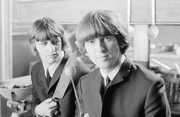 Ringo Star and George Harrison of the Beatles seen here June 1965 Local Caption