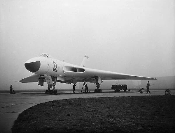 Vulcans of the 617 'Dambusters'squadron at RAF Scampton leave for a