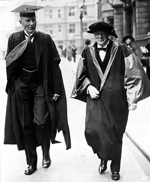 Winston Churchill with the warden of All Souls college, Oxford. 25th June 1925