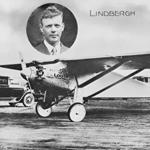 Charles A. Lindbergh with his Plane Spirit of St. Louis