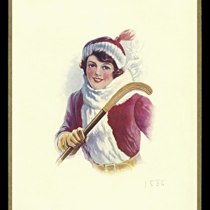 Chocolate box design, lady with tennis racquet