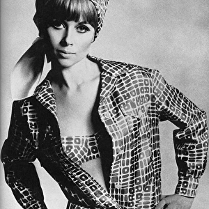 Christian Dior shirt dress and matching bikini, 1965