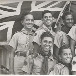 Group photo, boy scouts at Loyola Camp, British Honduras