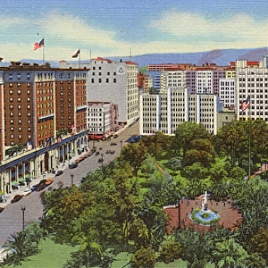 Los Angeles, California - Pershing Square and Biltmore Hotel