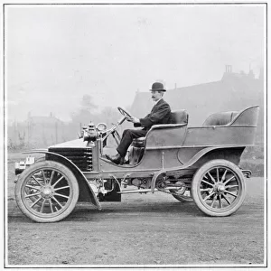 A man driving the new four-seater Wolseley motor car, speed of 30 m. h. Date: 1905