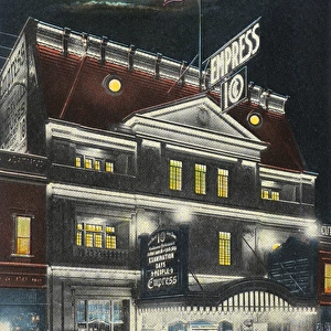 Night view of Empress Theatre, Omaha, Nebraska, USA