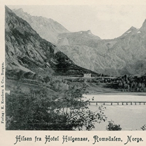 Panorama of Hotel Holgenses in Romsdalen, Norway