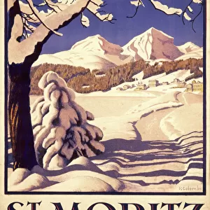 Poster advertising St Moritz for winter sports