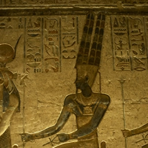Ptolemaic temple of Hathor and Maat. God Amun. Seated figure