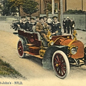 Sailors in a motor car