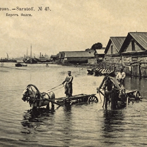 Saratov, Russia - Flooded banks of the River Volga
