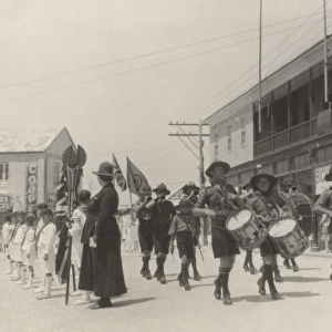 Scouts and cubs on church parade, Bermuda