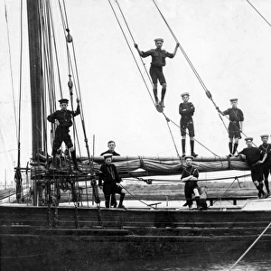 Sea Scouts on board a yacht, Walton-on-the-Naze, Essex