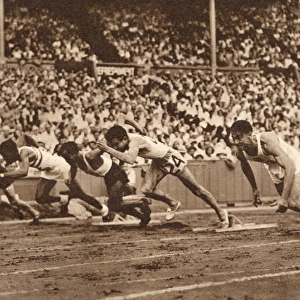 Start of a 100 Metre heat, 1948 London Olympics