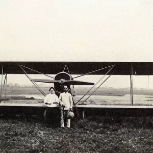 Sun Yat Sen and wife with first plane manufactured in China