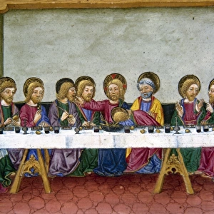 The Last Supper. Jesus announces to the apostles that one of