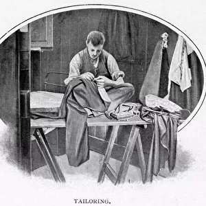 A Tailor at work. Date: 1900