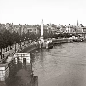 Thames river embankment, London, c. 1880 s