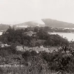 Vintage 19th century photograph: View from Mount Faber, Singapore
