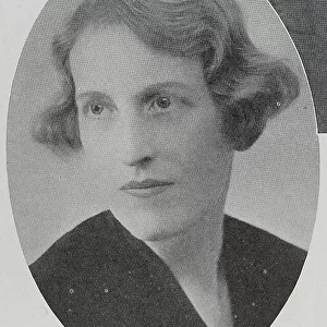 Winifred Holtby, author, studio portrait. Captioned, Winifred Holtby; A director of "Time and Tide" whose new book, "Mandoa, Mandoa, " has been well reviewed'. From an article, A Mixed Bag, by Ericus
