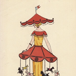 Woman in merry-go-round costume