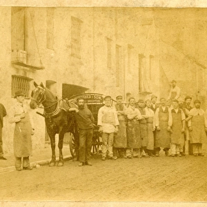 Workers with delivery cart, Brighton, Sussex