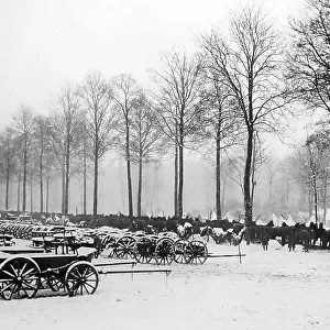 WW1 - Horse transport parked in the snow
