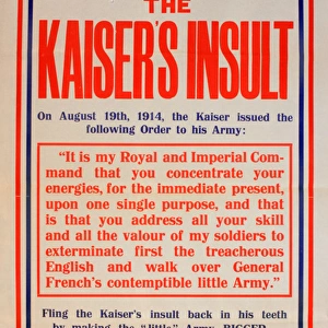 WWI Poster, The Kaisers Insult, Enlist Now