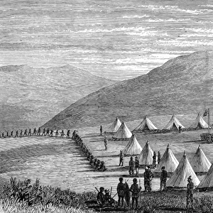 The Zulu war. Sir Garnet Wolseleys camp at Ulundi. Zulus co