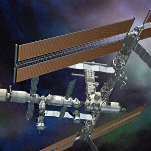 ATV docked to the ISS, artwork