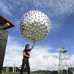 Meteorologist with Jimsphere weather balloon