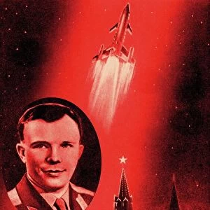 Soviet poster commemorating Yuri Gagarin
