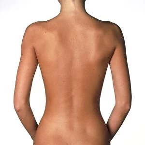 View of a standing womans naked back