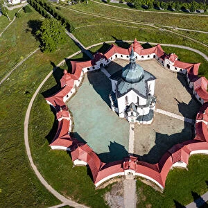 Aerial of the Pilgrimage Church of Saint John of Nepomuk, UNESCO World Heritage Site