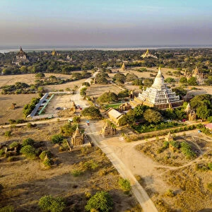 Aerial of the temples of Bagan (Pagan), Myanmar (Burma), Asia