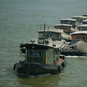 Barges on the Huangpu River, Shanghai, China, Asia