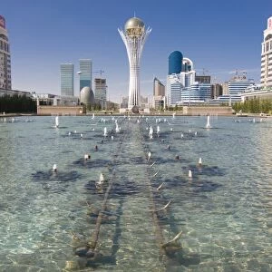 Fountains at Bayterek Tower, Astana, Kazakhstan, Central Asia