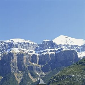 Snow-capped mountains of the Ordesa National Park in the Pyrenees