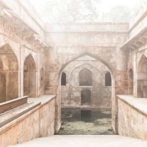 The stepwell at The Red Fort, UNESCO World Heritage Site, Old Delhi, India, Asia