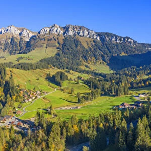 Aerial view on Hohgant with Eriz, Emmental, Berner Oberland, Switzerland