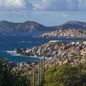 British Virgin Islands, Virgin Gorda, The Baths, houses on rocky shore